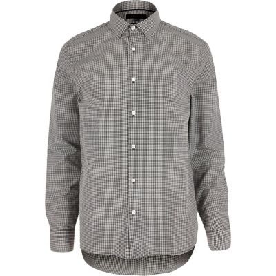 Grey gingham slim fit shirt